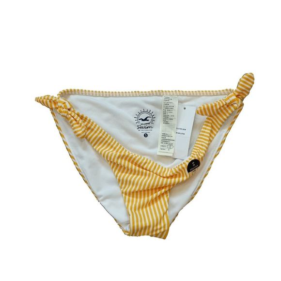 CLEARANCE NWT Hollister Swim Women’s Small Yellow & White Stripe Bikini Bottom - Picture 3 of 4